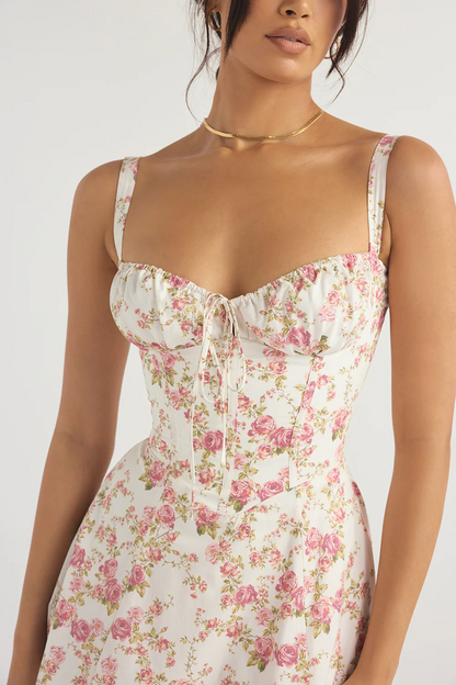 Floral Bustier Midriff Waist Shaper Dress